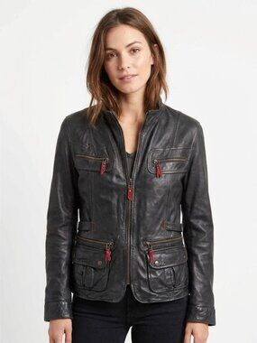 Vintage Shawnee Genuine Leather Zip Front Jacket Size 10